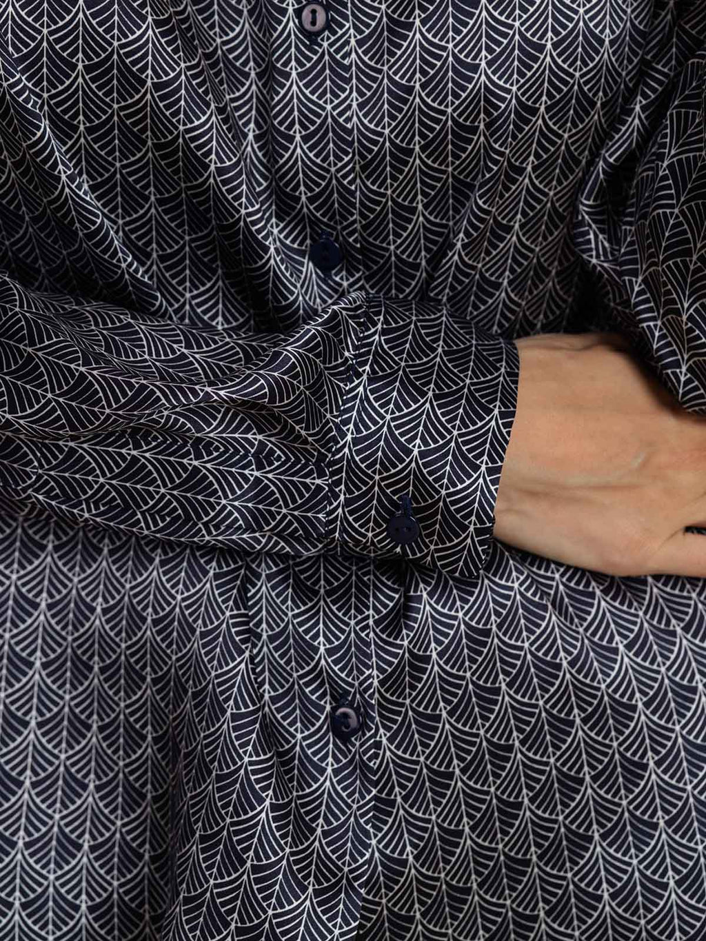 19Momme Silk Long Sleeve Lapel Collar Women's Shirt with Button Up Design