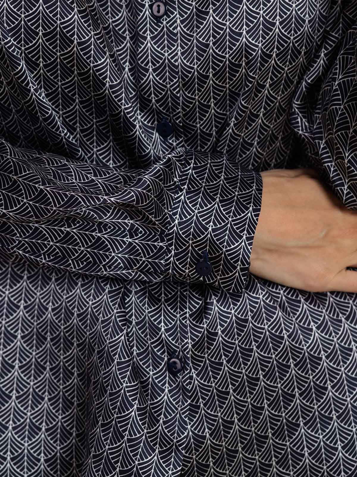 19Momme Silk Long Sleeve Lapel Collar Women's Shirt with Button Up Design