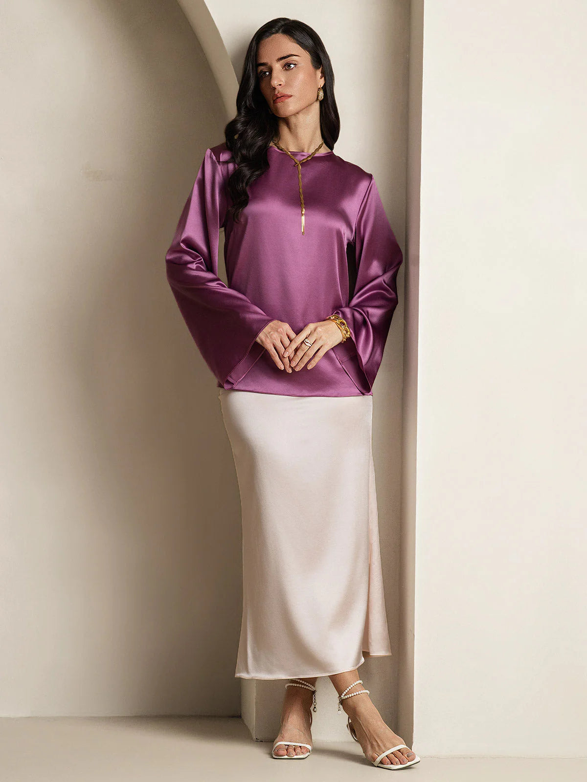 19Momme Silk Long-sleeved Blouse