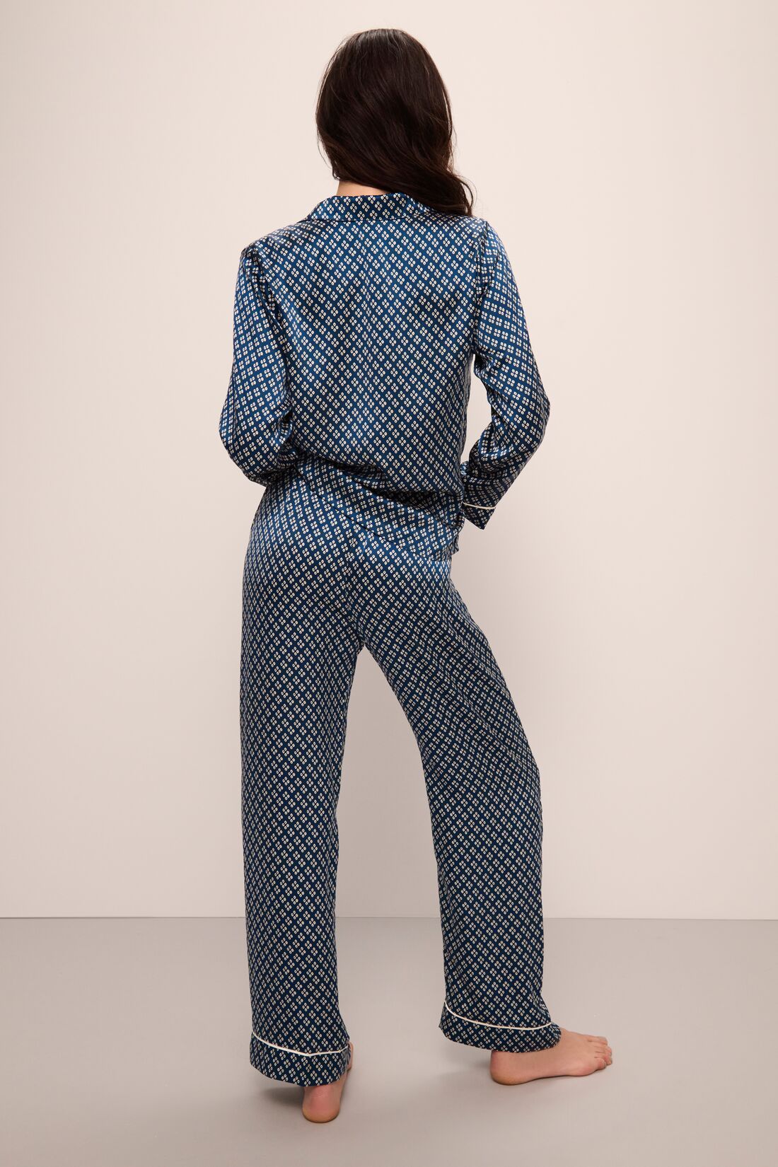 Inez Washable Silk Printed Long PJ Set