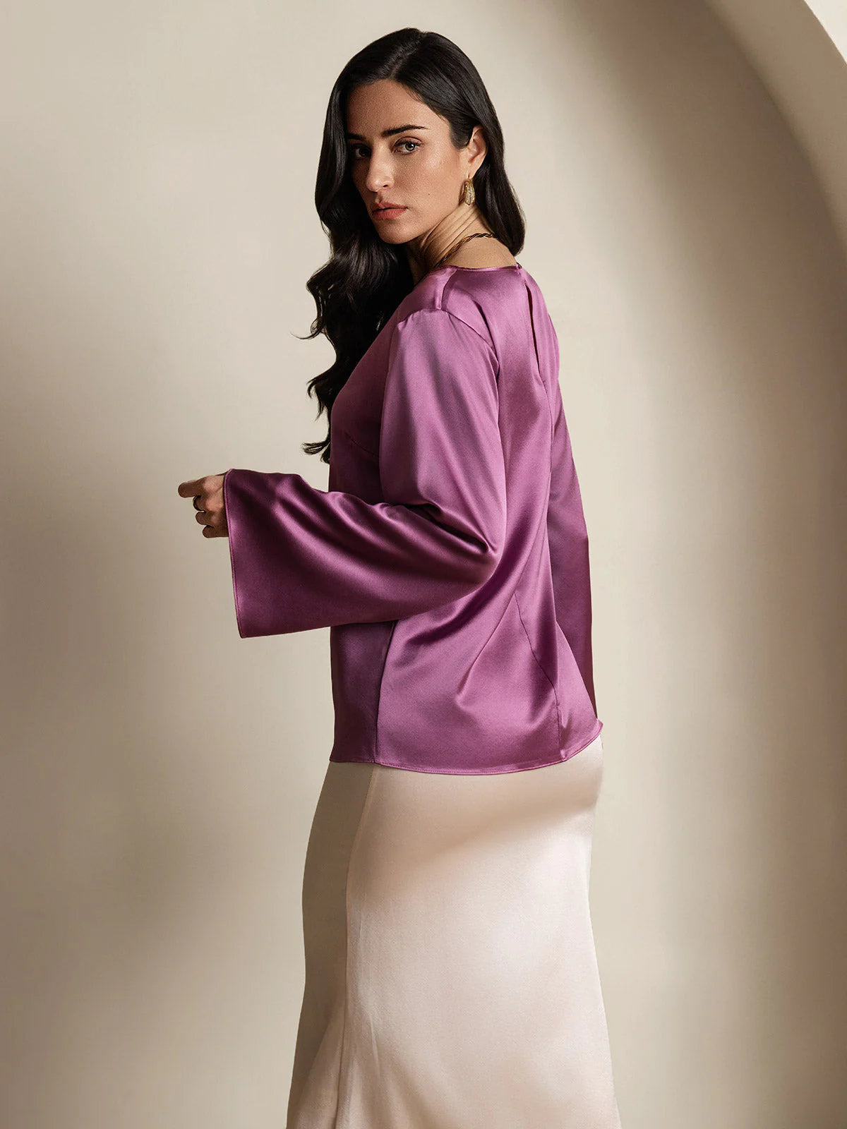 19Momme Silk Long-sleeved Blouse