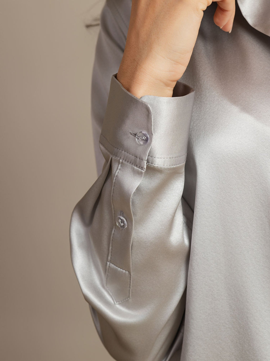 19Momme Silk Long Sleeve Lapel Collar Women's Shirt with Button Up Design